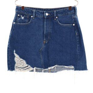& Denim Destroyed Mini Skirt Women 10 Blue Grunge Streetwear Alt Casual Festival